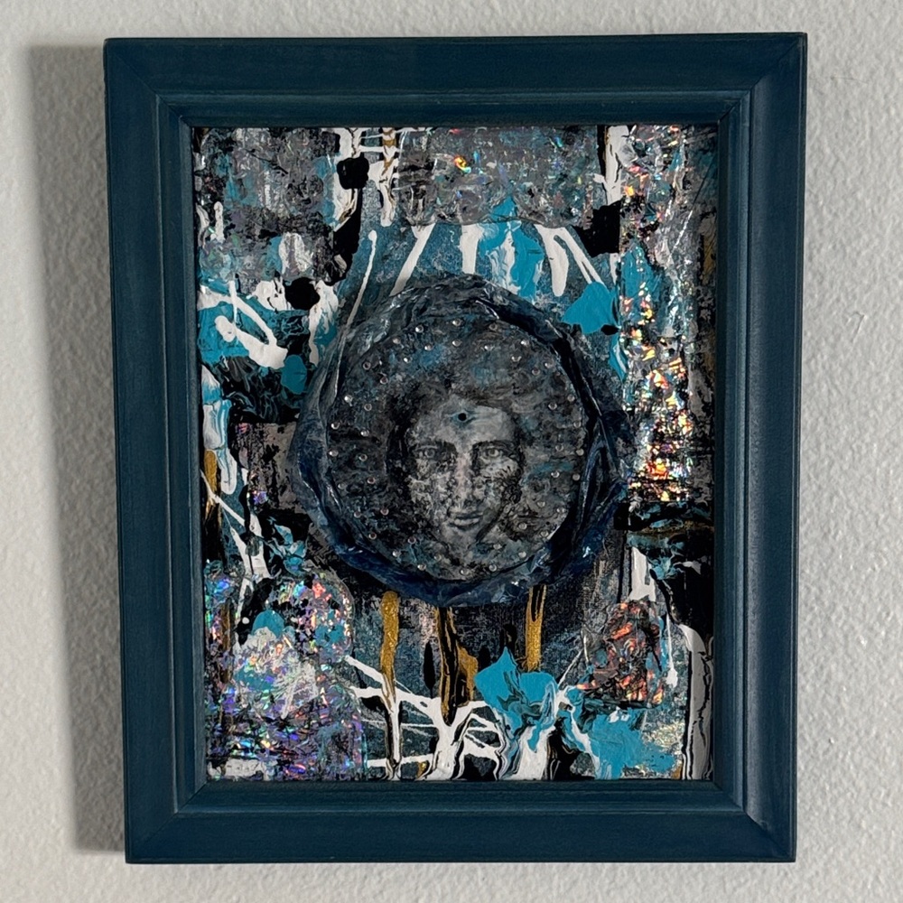 Abstract Blue and Gold Framed Art